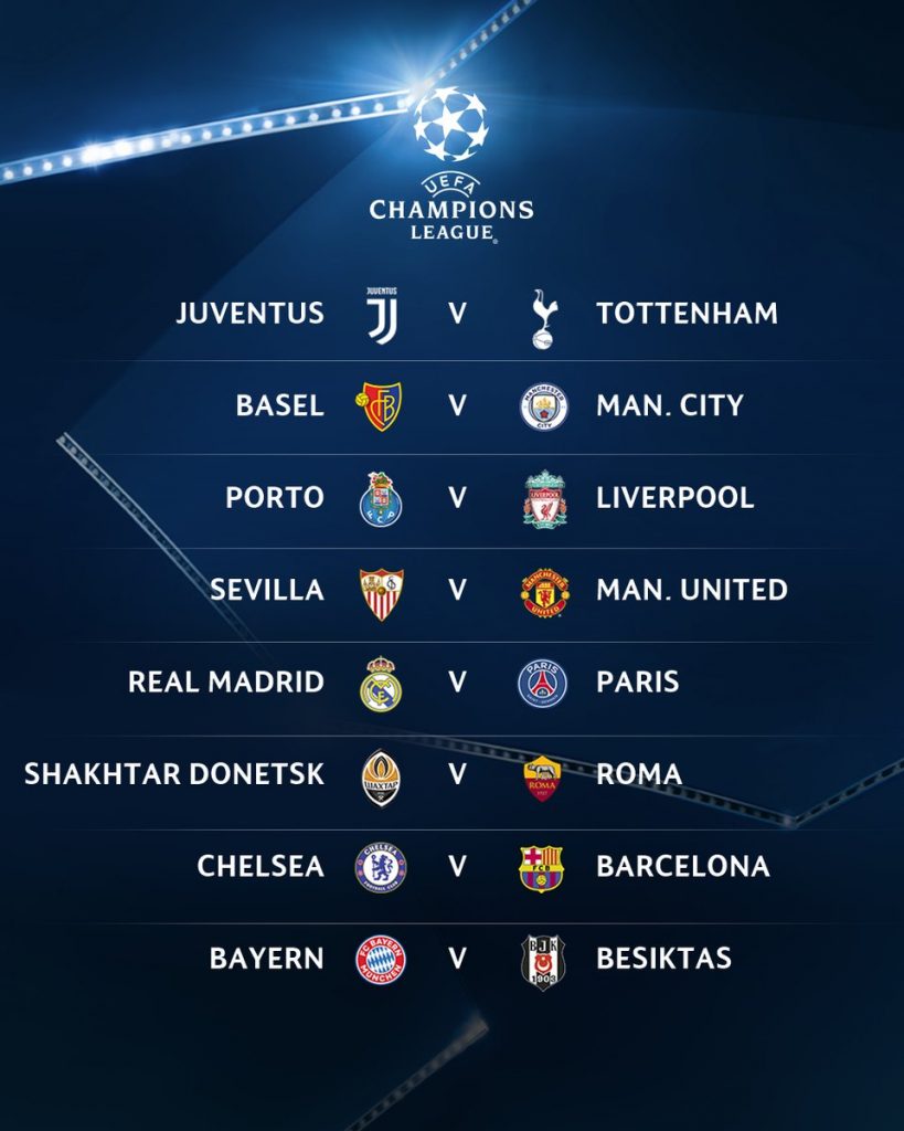 UEFA Champions League Round of 16 draw Live Man City Core